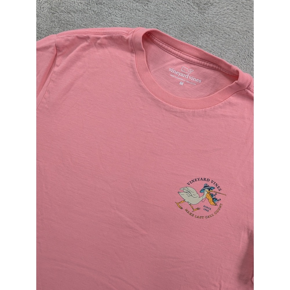 Vineyard Vines Mens Pink Pelican Make Last Call Count Graphic T-Shirt Size M